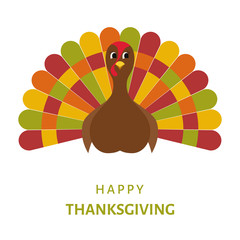 Happy  Thanksgiving  celebration  design with cartoon  turkey bi