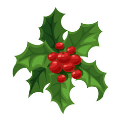 Christmas berry decoration vector set.