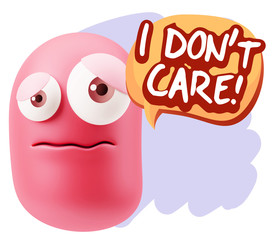 Obraz premium 3d Rendering Sad Character Emoticon Expression saying I Don't Ca