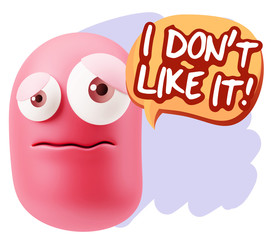 3d Rendering Sad Character Emoticon Expression saying I Don't Li