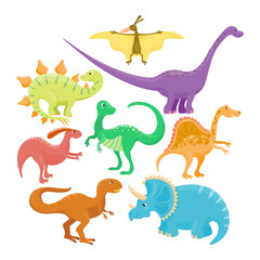Obraz premium Cartoon dinosaurs vector illustration.