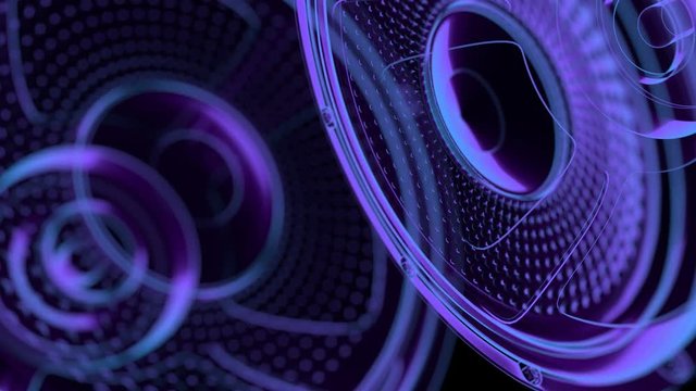 seamless vj musical motion loop - neon speakers. 3D render