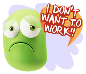 3d Rendering Sad Character Emoticon Expression saying I Don't Wa