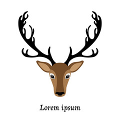 Deer head vector illustration, isolated elk logo