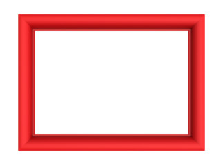 Red picture frame isolated on white background. 3D illustration.