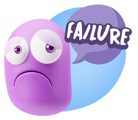 Obraz premium 3d Rendering Sad Character Emoticon Expression saying Failure wi