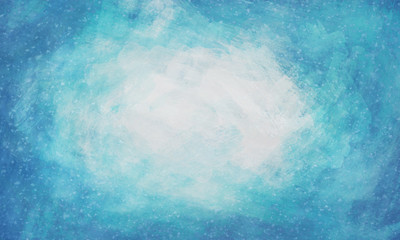 Positive color background with snow flakes.Light blue and white color brush paint .Winter colors
