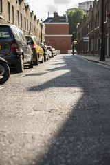 Fototapeta na wymiar London shadows on a period street.