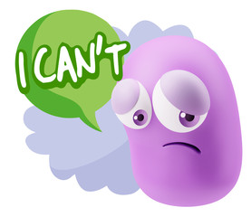 Obraz premium 3d Rendering Sad Character Emoticon Expression saying I Can't wi