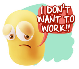 3d Rendering Sad Character Emoticon Expression saying I Don't Wa