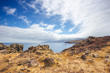 Cliffs at Ponta de Sao Lourenco. Cape is the most eastern point of Madeira island