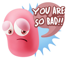 3d Rendering Sad Character Emoticon Expression saying You are so