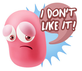 3d Rendering Sad Character Emoticon Expression saying I Don't Li
