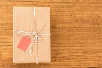 Nice gift wrapped with brown paper