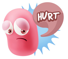 Obraz premium 3d Rendering Sad Character Emoticon Expression saying Hurt with