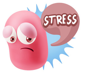 Obraz premium 3d Rendering Sad Character Emoticon Expression saying Stress wit