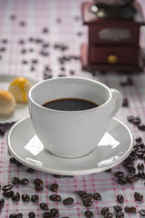 Coffee cup and coffee beans