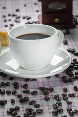Coffee cup and coffee beans