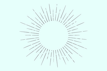 Fototapeta premium Linear drawing of light rays, sunburst