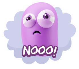 Obraz premium 3d Rendering Sad Character Emoticon Expression saying No with Co