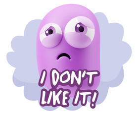 3d Rendering Sad Character Emoticon Expression saying I Don't Li