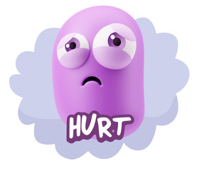 Obraz premium 3d Rendering Sad Character Emoticon Expression saying Hurt with