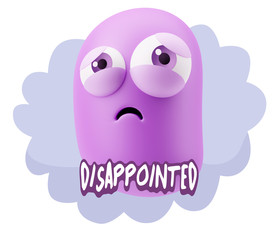 3d Rendering Sad Character Emoticon Expression saying Disappoint