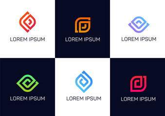 Company iconic logo shape elements. Abstract signs set vector de