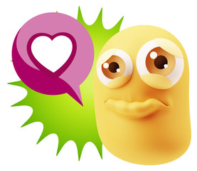 Obraz premium 3d Rendering Sad Character Emoticon Expression saying Heart Shap