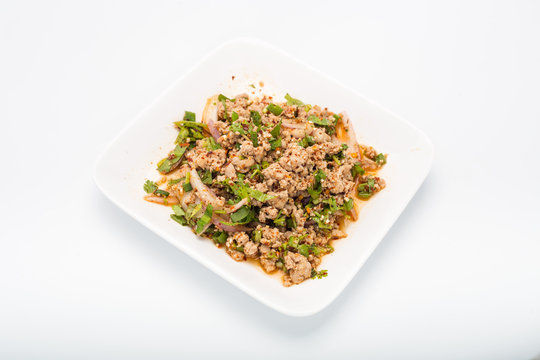 spicy minced pork salad, minced pork mash with spicy