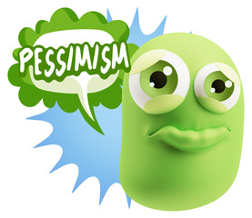 Fototapeta premium 3d Rendering Sad Character Emoticon Expression saying Pessimisti