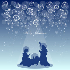 Naklejka premium Background with a Nativity Scene and Christmas Greetings