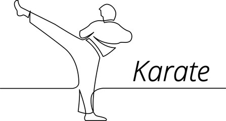 continuous line drawing of karate athlete © OneLineStock