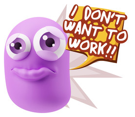 3d Rendering Sad Character Emoticon Expression saying I Don't Wa