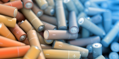 Infinite alkaline batteries three dimensional render