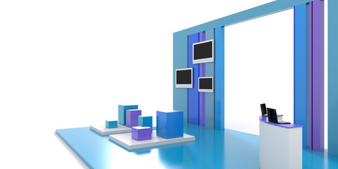 Exhibition stand on white 3d render
