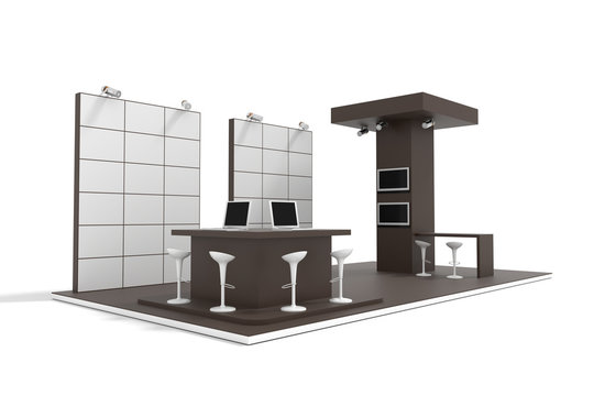 Exhibition stand on white
