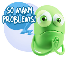 3d Rendering Sad Character Emoticon Expression saying So Many Pr