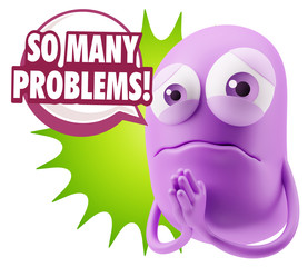 3d Rendering Sad Character Emoticon Expression saying So Many Pr