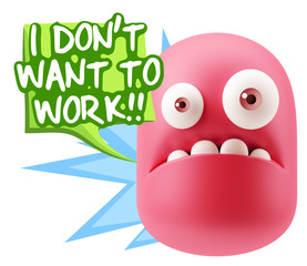 3d Rendering Sad Character Emoticon Expression saying I Don't Wa