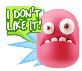 3d Rendering Sad Character Emoticon Expression saying I Don't Li