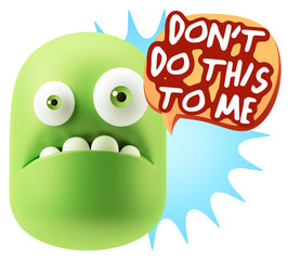 3d Rendering Sad Character Emoticon Expression saying Don't do t