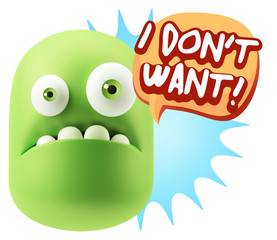 3d Rendering Sad Character Emoticon Expression saying I Don't Wa