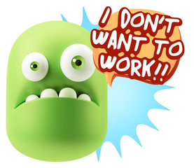 3d Rendering Sad Character Emoticon Expression saying I Don't Wa