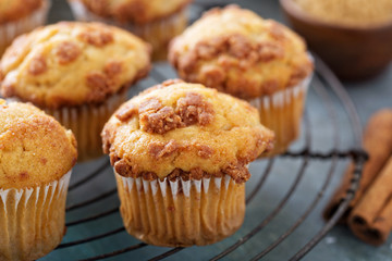 Banana muffins on cooling rack