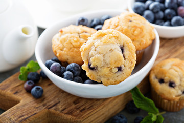 Blueberry muffins in a bowl