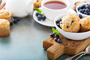 Blueberry muffins in a bowl