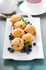 Blueberry muffins on a plate
