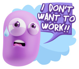 3d Rendering Sad Character Emoticon Expression saying I Don't Wa