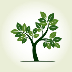 Shape of Tree with Green Leafs. Vector Illustration.